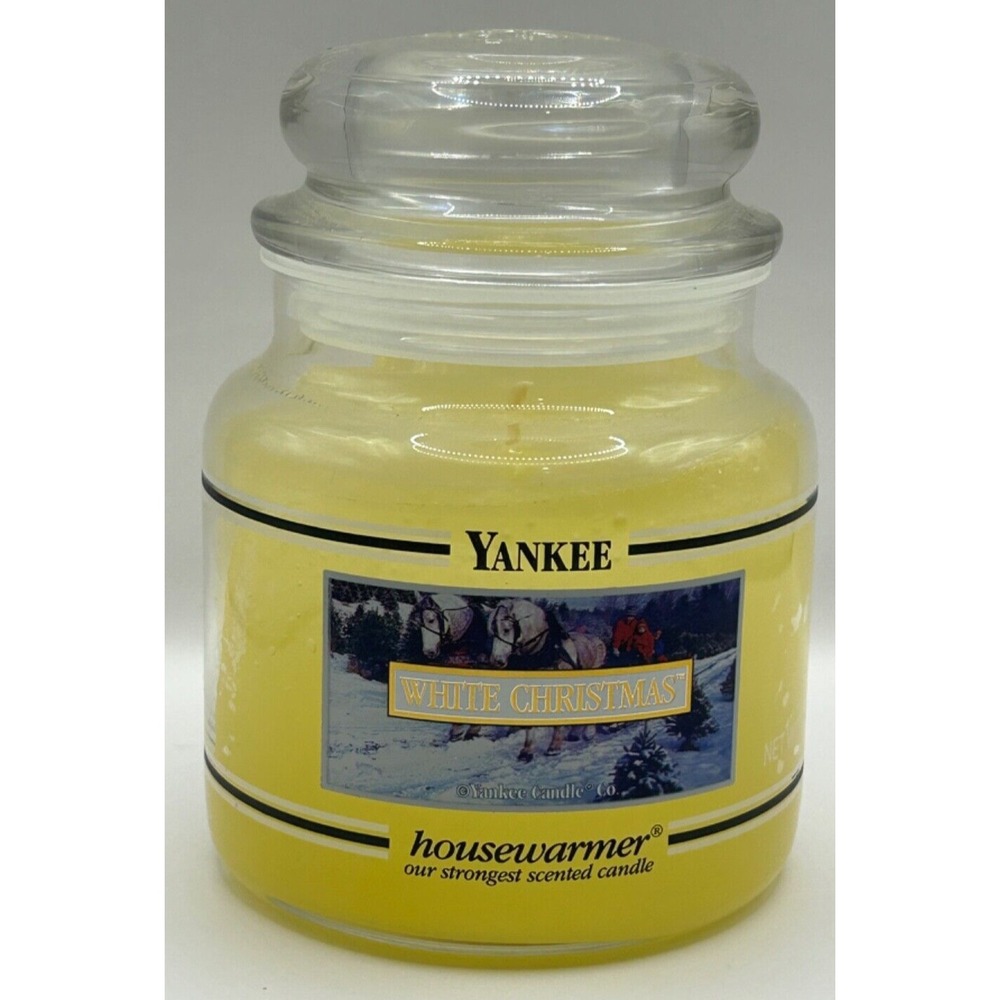 Retired Yankee Black Band Label Housewarmer Candle WHITE CHRISTMAS 22oz Holiday